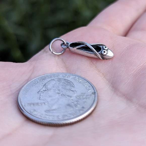 Jewelry - Vintage sterling silver 925 solid ballet dance bow shoe charm for bracelet